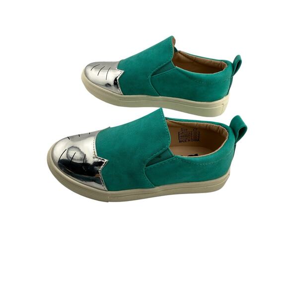 Hoo Chelia's Cat Eye Slip-On Turquoise Metallic Kids Sneaker Kids Size 11.5 EUC - Picture 6 of 11